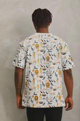Unisex Oversize Baskılı Bisiklet Yaka T-Shirt