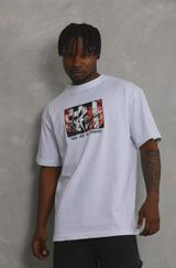 Unisex Oversize Baskılı Bisiklet Yaka T-Shirt
