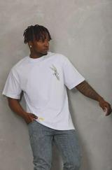 Unisex Oversize Baskılı Bisiklet Yaka T-Shirt