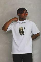 Unisex Oversize Baskılı Bisiklet Yaka T-Shirt