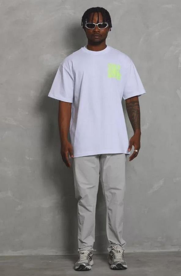 Unisex Oversize Baskılı Bisiklet Yaka T-Shirt