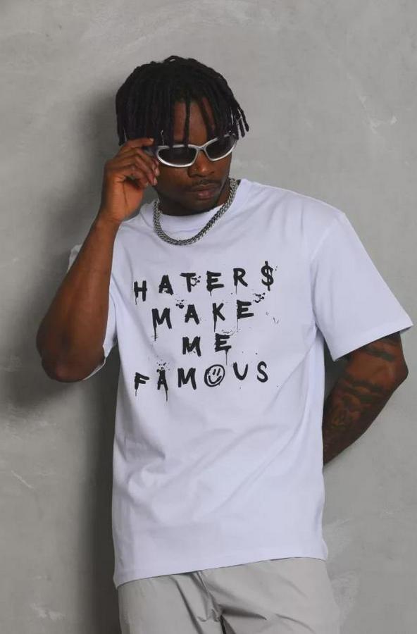 Unisex Oversize Baskılı Bisiklet Yaka T-Shirt