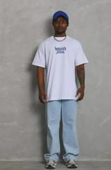 Unisex Oversize Baskılı Bisiklet Yaka T-Shirt