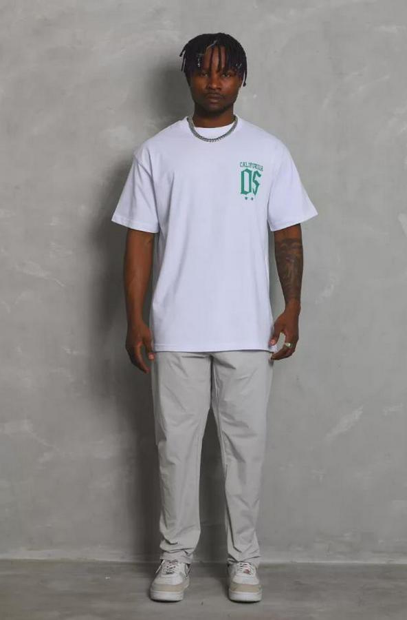 Unisex Oversize Baskılı Bisiklet Yaka T-Shirt