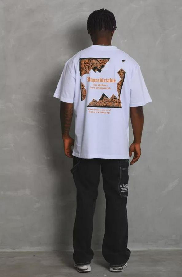 Unisex Oversize Baskılı Bisiklet Yaka T-Shirt