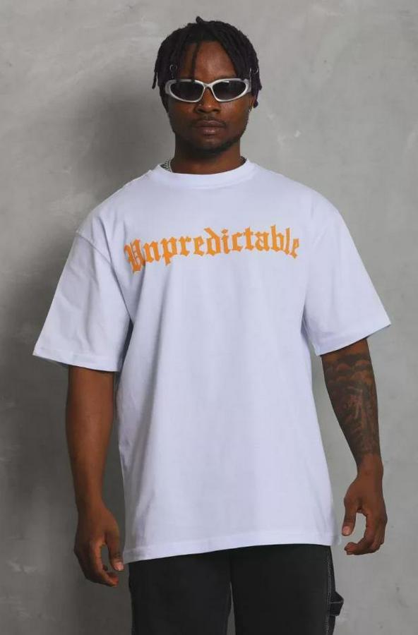 Unisex Oversize Baskılı Bisiklet Yaka T-Shirt