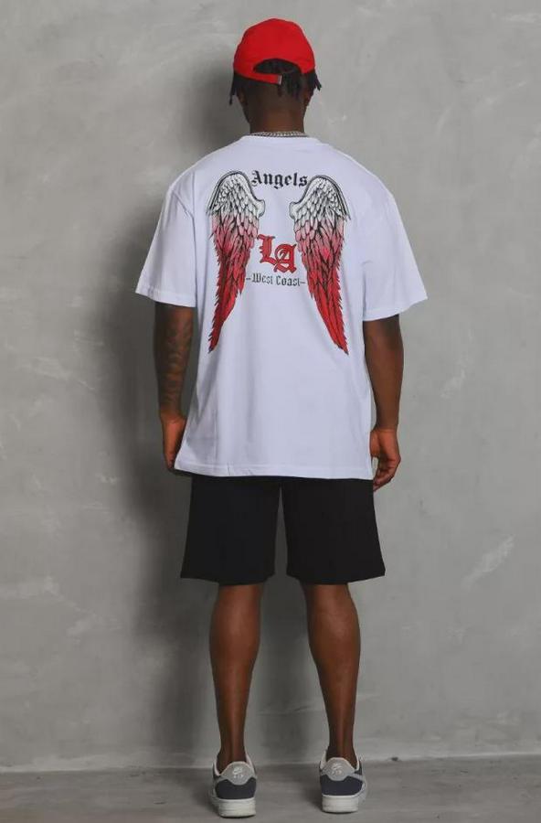 Unisex Oversize Baskılı Bisiklet Yaka T-Shirt