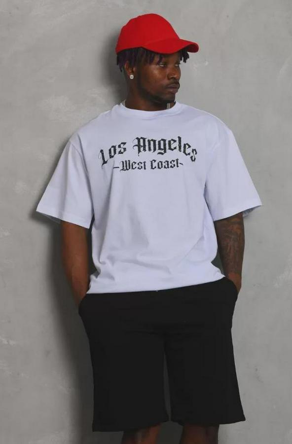 Unisex Oversize Baskılı Bisiklet Yaka T-Shirt