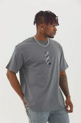Unisex Oversize Baskılı Bisiklet Yaka T-Shirt