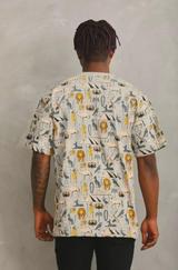 Unisex Oversize Baskılı Bisiklet Yaka T-Shirt