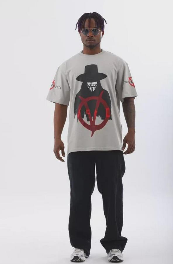 Unisex Oversize Baskılı Bisiklet Yaka T-Shirt