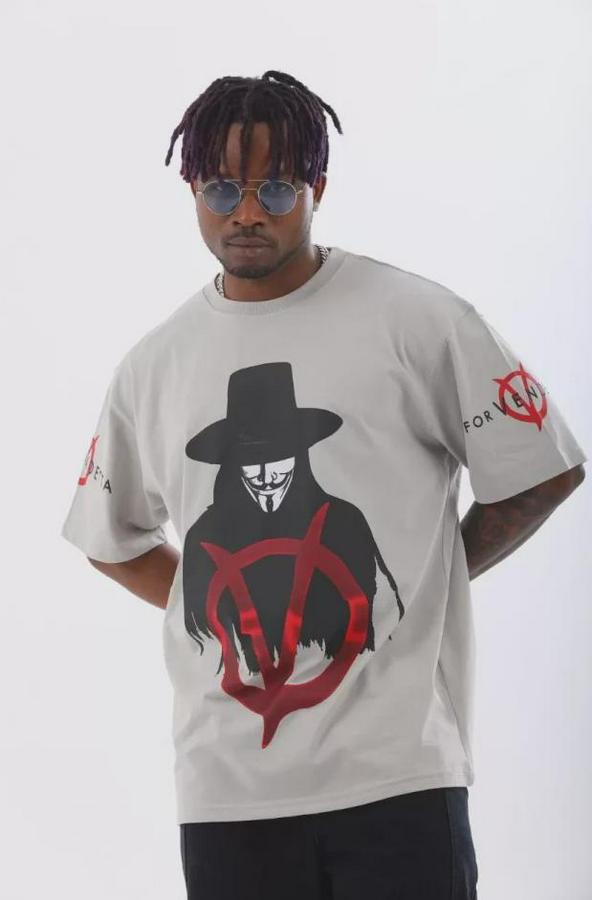 Unisex Oversize Baskılı Bisiklet Yaka T-Shirt