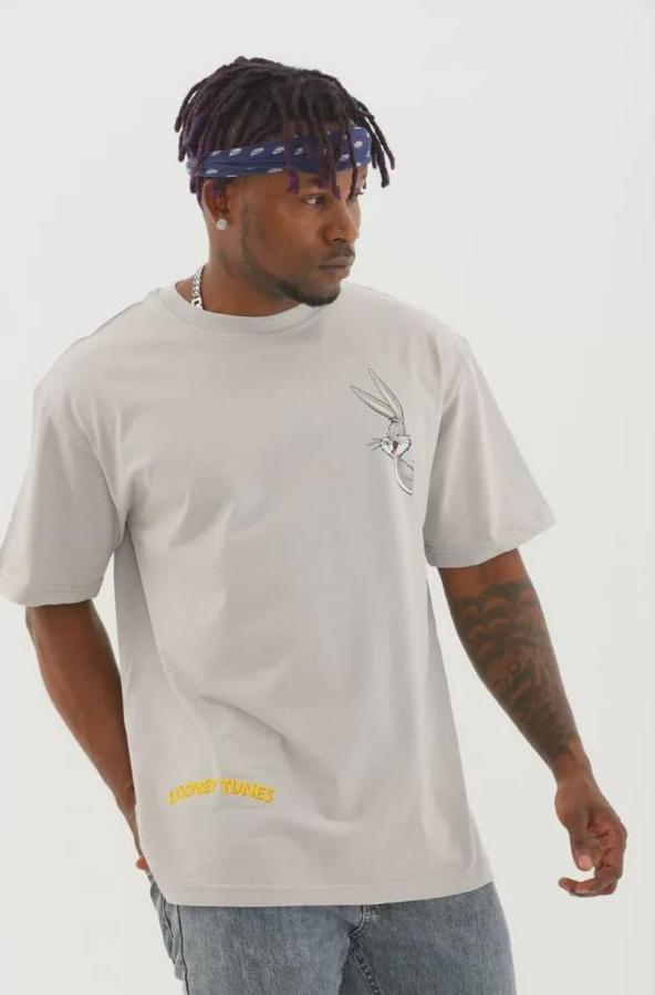 Unisex Oversize Baskılı Bisiklet Yaka T-Shirt