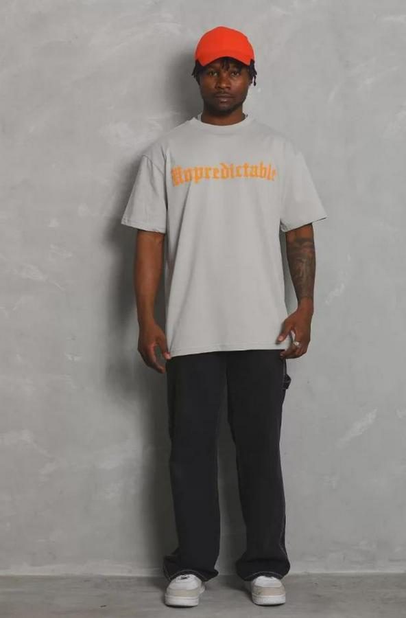 Unisex Oversize Baskılı Bisiklet Yaka T-Shirt