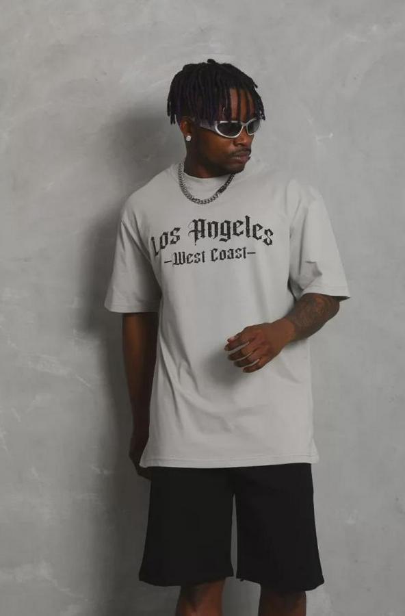 Unisex Oversize Baskılı Bisiklet Yaka T-Shirt