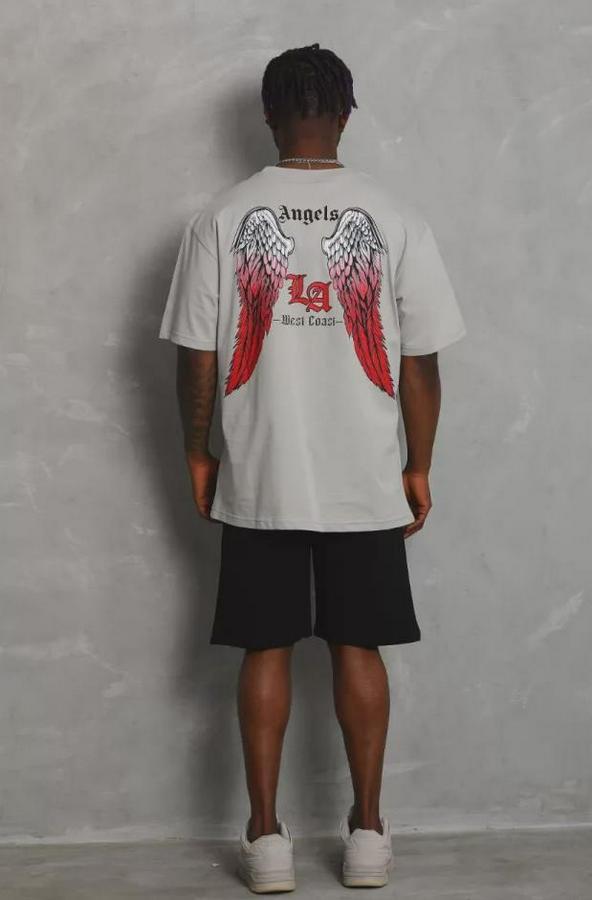 Unisex Oversize Baskılı Bisiklet Yaka T-Shirt