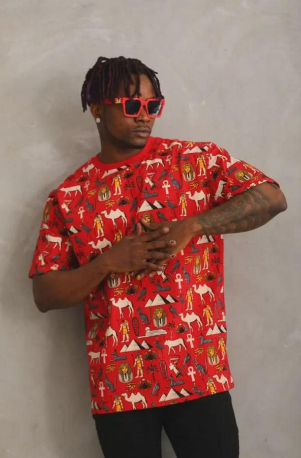 Unisex Oversize Baskılı Bisiklet Yaka T-Shirt