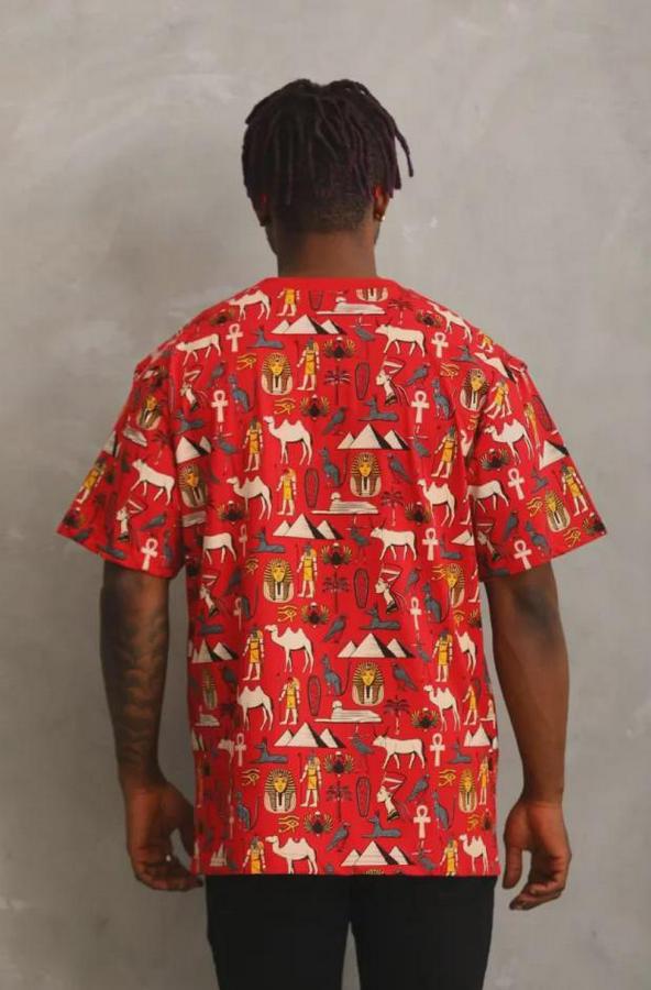 Unisex Oversize Baskılı Bisiklet Yaka T-Shirt