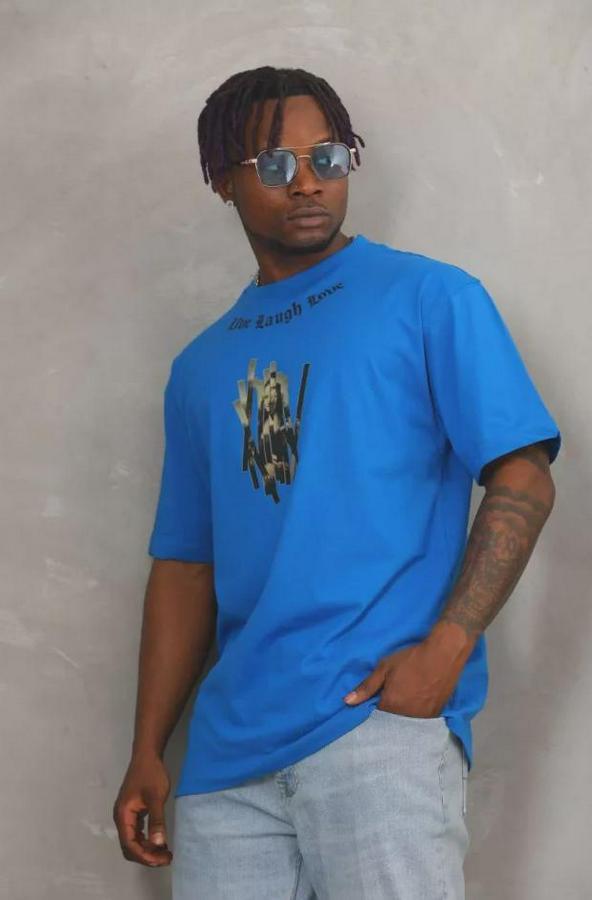 Unisex Oversize Baskılı Bisiklet Yaka T-Shirt