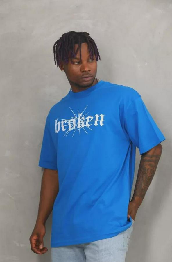 Unisex Oversize Baskılı Bisiklet Yaka T-Shirt