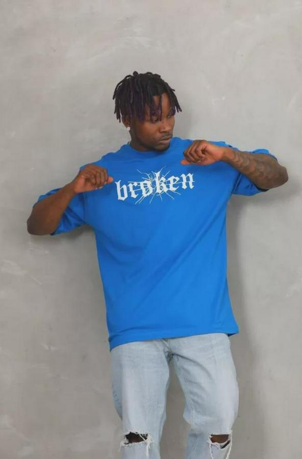 Unisex Oversize Baskılı Bisiklet Yaka T-Shirt