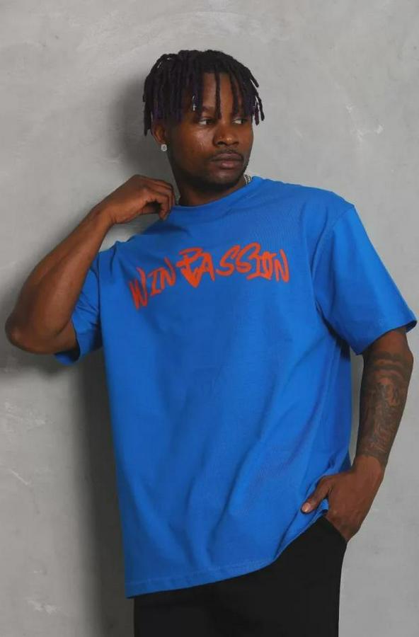 Unisex Oversize Baskılı Bisiklet Yaka T-Shirt