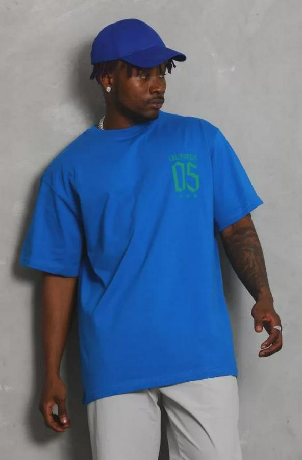 Unisex Oversize Baskılı Bisiklet Yaka T-Shirt