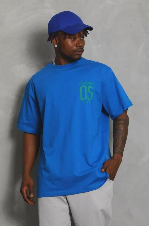 Unisex Oversize Baskılı Bisiklet Yaka T-Shirt