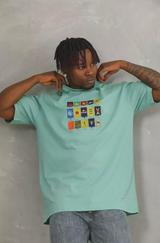 Unisex Oversize Baskılı Bisiklet Yaka T-Shirt