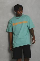 Unisex Oversize Baskılı Bisiklet Yaka T-Shirt