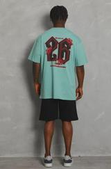 Unisex Oversize Baskılı Bisiklet Yaka T-Shirt
