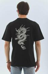 Unisex Oversize Baskılı Bisiklet Yaka T-Shirt