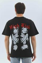 Unisex Oversize Baskılı Bisiklet Yaka T-Shirt