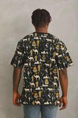 Unisex Oversize Baskılı Bisiklet Yaka T-Shirt