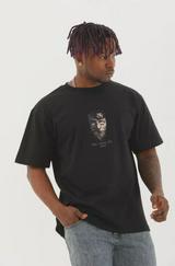 Unisex Oversize Baskılı Bisiklet Yaka T-Shirt