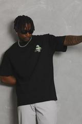 Unisex Oversize Baskılı Bisiklet Yaka T-Shirt