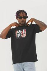 Unisex Oversize Baskılı Bisiklet Yaka T-Shirt