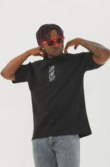 Unisex Oversize Baskılı Bisiklet Yaka T-Shirt