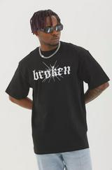 Unisex Oversize Baskılı Bisiklet Yaka T-Shirt