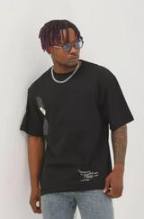 Unisex Oversize Baskılı Bisiklet Yaka T-Shirt