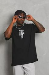 Unisex Oversize Baskılı Bisiklet Yaka T-Shirt
