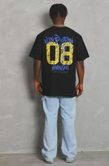 Unisex Oversize Baskılı Bisiklet Yaka T-Shirt