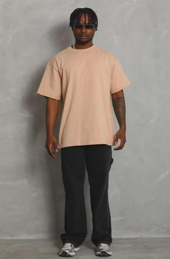 Unisex Oversize Düz Bisiklet Yaka T-Shirt