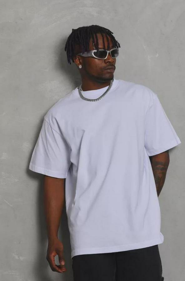 Unisex Oversize Düz Bisiklet Yaka T-Shirt