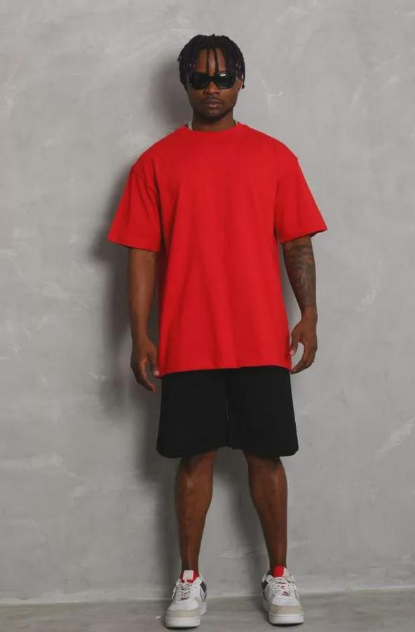 Unisex Oversize Düz Bisiklet Yaka T-Shirt