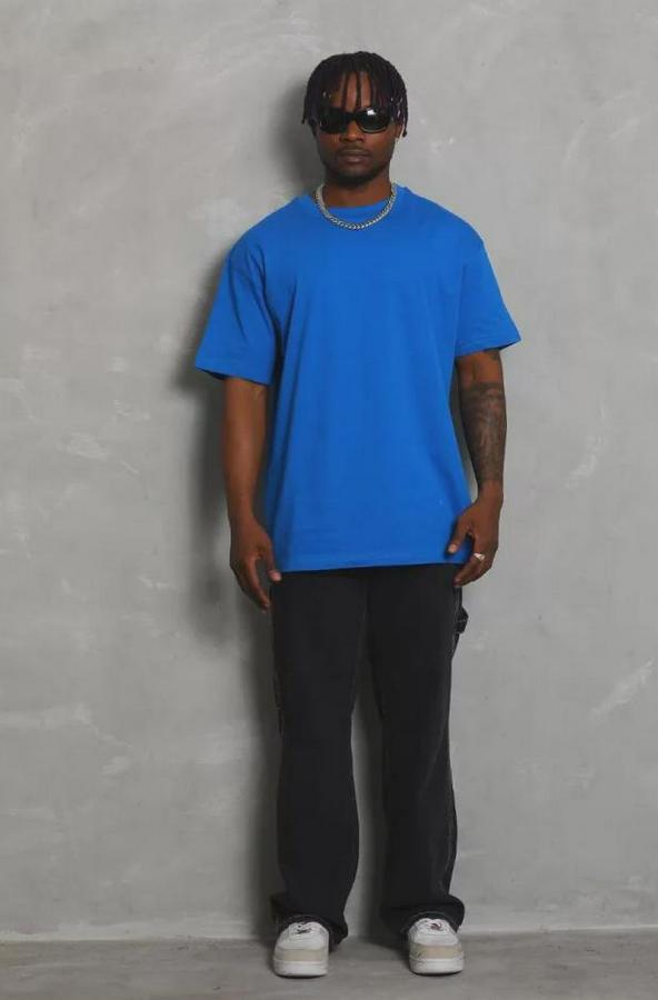 Unisex Oversize Düz Bisiklet Yaka T-Shirt