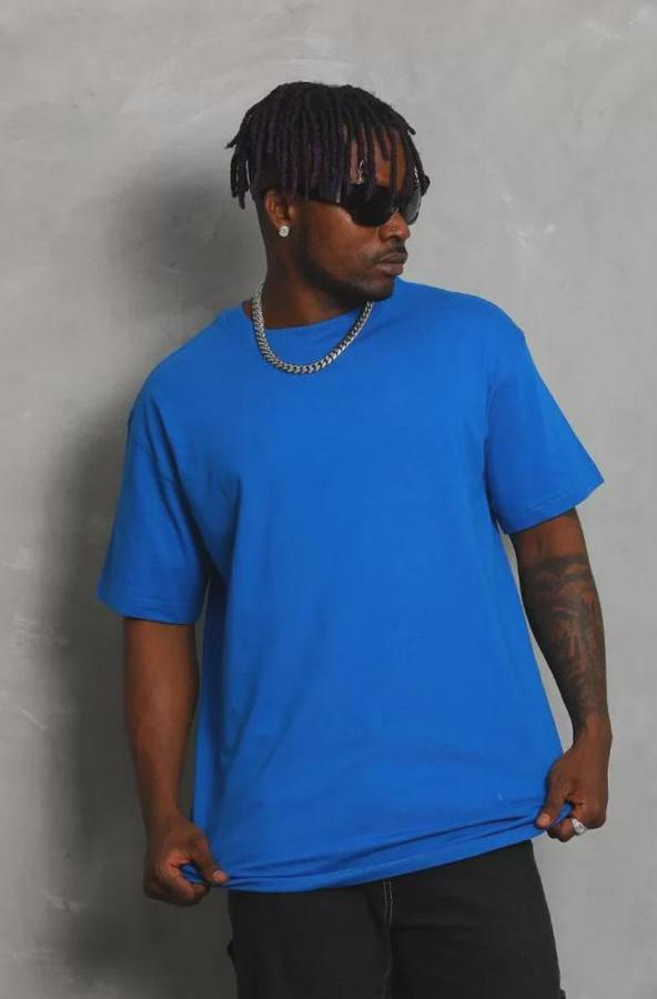 Unisex Oversize Düz Bisiklet Yaka T-Shirt