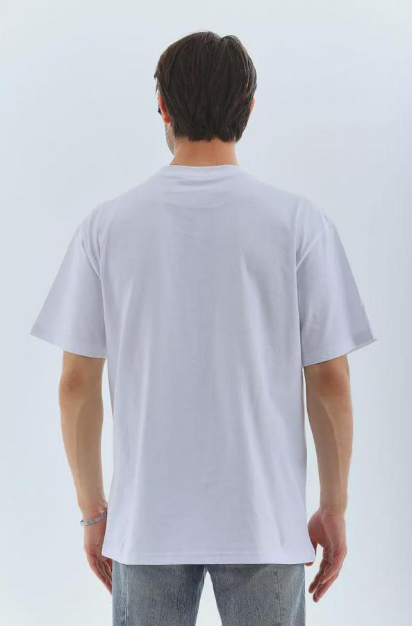 Unisex Oversize Taşlı Bisiklet Yaka T-Shirt