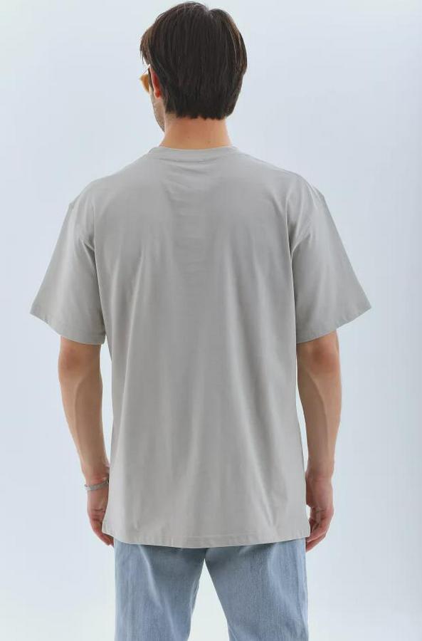 Unisex Oversize Taşlı Bisiklet Yaka T-Shirt