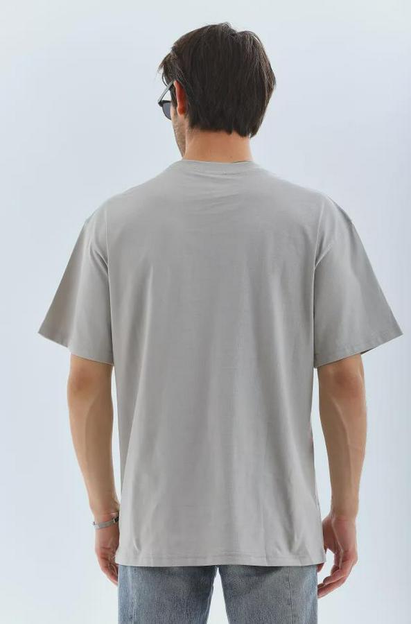 Unisex Oversize Taşlı Bisiklet Yaka T-Shirt